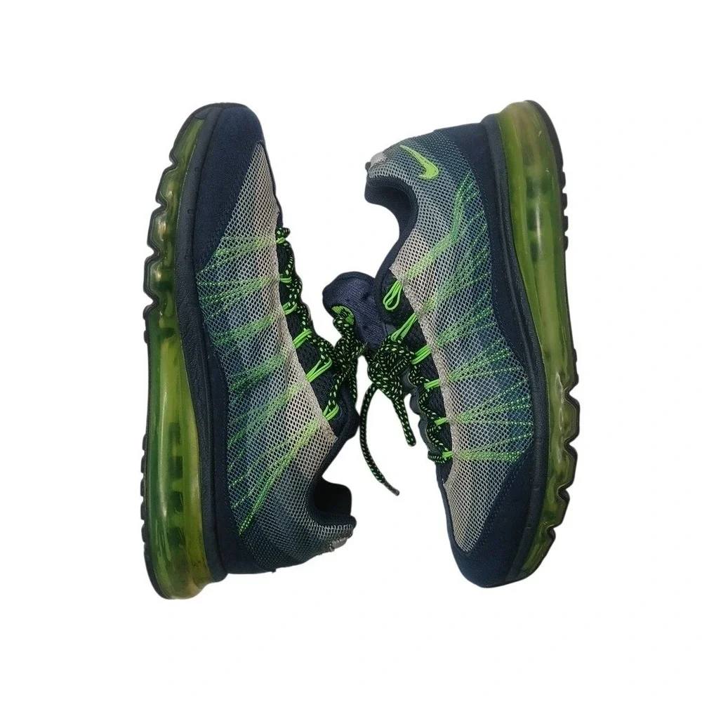 Nike Air Max 95 Dynamic Flywire Mens 9 Navy Blue Lime‎ Green 599300-434 Sneaker
